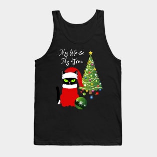 Funny Cat "My House My Tree" Christmas Cat Lovers Gift Tank Top